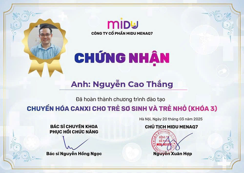 Chứng chỉ Chuyển hóa Canxi cho trẻ sơ sinh và trẻ nhỏ - Midu MenaQ7